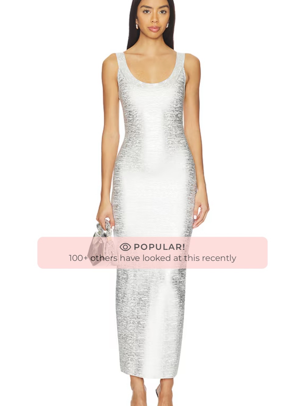 superdown Metallic Silver Scoop Neck Maxi Dress